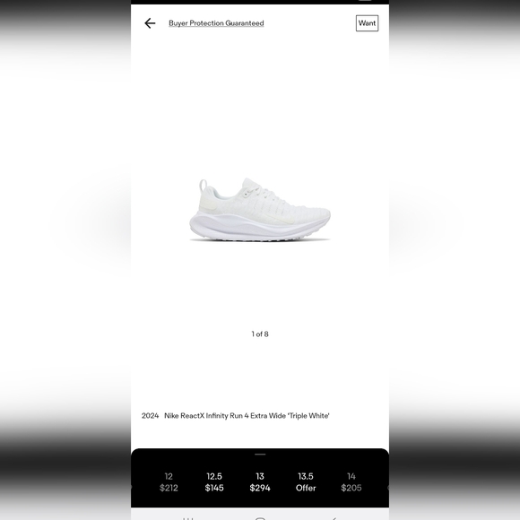 Nike Reactx Infinity Run 4 White Mens 13 NWOB - Picture 10 of 11